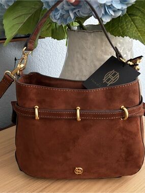 House of Harlow 1960 Suede Bag with Gold Hardware